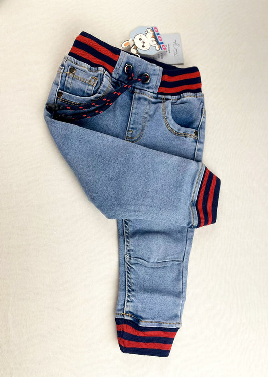 Denim jeans pant with red border